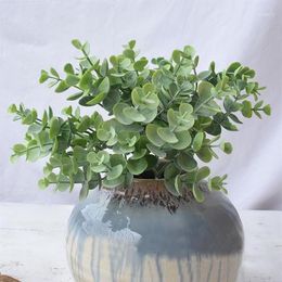 Couronnes de fleurs décoratives, buisson d'eucalyptus artificiel, fausses feuilles vertes en plastique, plante pour la maison et le bureau, décoration 3175