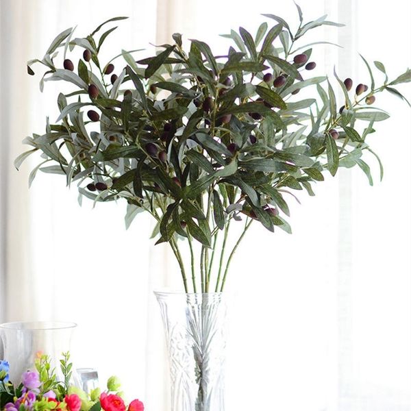 Couronnes de fleurs décoratives, branches d'olivier européen artificielles avec olive 220823