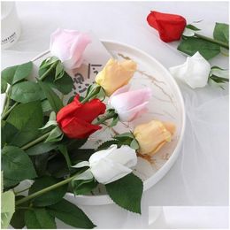 Fleurs décoratives Couronnes Artificielle Faux Rose Simation Roses Décoration De La Maison Pour La Saint Valentin Fête Des Mères Cadeau Fleur Drop Delivery Ga Otnb5