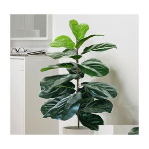 Couronnes de fleurs décoratives Feuille de violon artificielle Figuier Brindille Faux Ficus Lyrata Plantes Verdure pour la décoration de bureau à domicile No Po Dhmwh