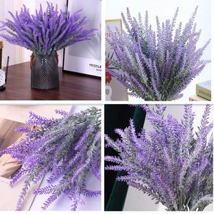 Fleurs décoratives Couronnes Artificielle Floquée En Plastique Lavande Bundle Faux Plantes Mariage Bridle Bouquet Intérieur Extérieur Maison Cuisine Offic