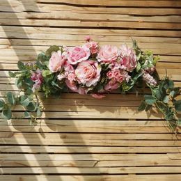 Couronnes de fleurs décoratives, guirlande de fleurs artificielles, guirlande de seuil de porte, décoration murale pour fête de mariage à domicile, 276f