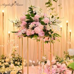 Guirnaldas de flores decorativas Pompón de flores artificiales 40 cm Centro de mesa Decoración de bolas Telón de fondo de boda Ruta de la seda Plomo floral Bo2120