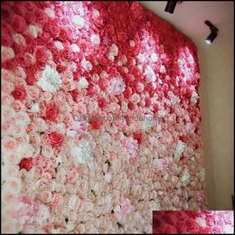 Fleurs décoratives couronnes fleurs artificielles panneaux muraux Simation Silke Rose bricolage fête mariage scène toile de fond décorations Drop Del Dhwrr