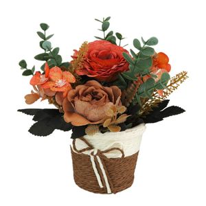 Decoratieve bloemen kransen kunstmatige bloem pot plastic boog inrichting artikelen Hoge kwaliteit rotan woondecoratie simulatie roos