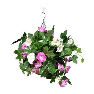 Decoratieve bloemen Kransen Kunstbloem Mand Faux Met Petunia Nep Voor Patio Gazon Tuin Lente Decoratief