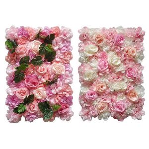 Couronnes De Fleurs Décoratives Panneaux Muraux De Fleurs Artificielles 16 X 24 Mat Soie Rose Pour Toile De Fond De Mariage Dhg8C