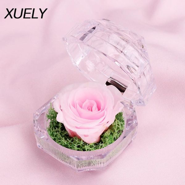 Couronnes de fleurs décoratives fleur artificielle Rose anneau boîte-cadeau petite amie bijoux créatifs saint valentin Mini Surprise noël