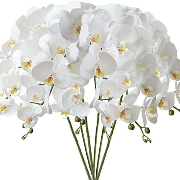 Couronnes de fleurs décoratives fleur artificielle 45 cm/17 '' longue tige Faux orchidée faux pour la maison salon chambre décor Arrangement V