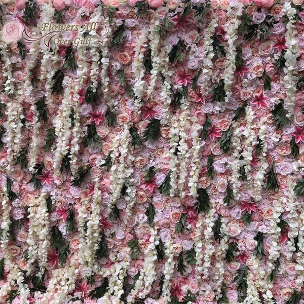 Couronnes de fleurs décoratives, panneaux muraux de fleurs artificielles, mélange de couleurs, roses et glycines, fausse gypsophile avec événement GY874Decorative