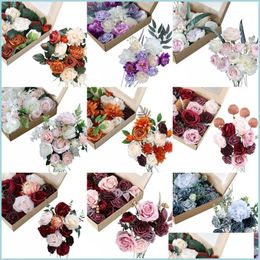 Couronnes de fleurs décoratives Fleurs artificielles Coffret pour bouquets de mariage bricolage centres de table arrangements fête baby shower maison de Dhhi4