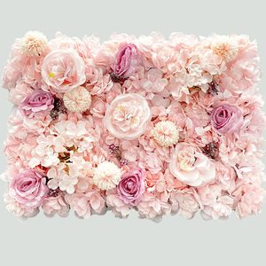 Fleurs décoratives couronnes fleurs artificielles panneaux muraux 40 x 60cm de fleur de fleur tapis de soie hydrangea panneaux de fleurs pour fond de mariage de mariage 230313