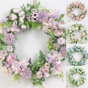 Fleurs décoratives couronnes guirlande artificielle rotin couronne pivoine porte décoration ornements bricolage enfant cadeau mariage décor fête d'anniversaire maison