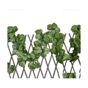 Decoratieve bloemen kransen kunstmatige hangende slinger UV resistent groene bladeren nep planten wijnstokken voor thuismuurboog decor drop de dhswk