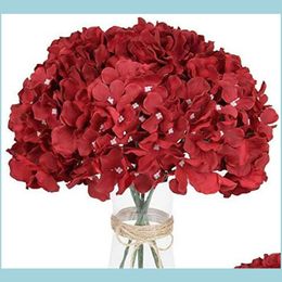 Decoratieve bloemen kransen kunstmatige hortensia's met 23 cm stengels 54 bloemblaadjes realistische zijde hydrangea nep bloemen voor trouwhuis dhkpp