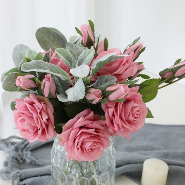 Fleurs décoratives Couronnes Artificielle Latex Rose Real Touch Simulation Fleur De Mariage Bouquet De Mariée Home Party Artisanat Faux Décoration Acce
