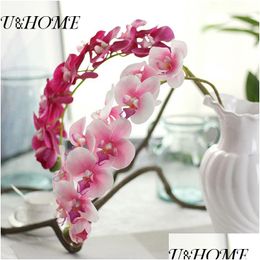 Decoratieve bloemenkransen Kunstmatige Phalaenopsis Latex Orc Real Touch voor thuis Bruiloft Mariage Decoratie Fake Flores Accessorie Dh7Up