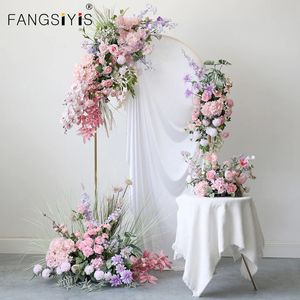 Decoratieve Bloemen Kransen Kunstmatige Roze Bruiloft Bloemen Rij Bogen Achtergrond Hangende Decor Feest Kerst Tafel Middelpunt Nep Bloemen 231207