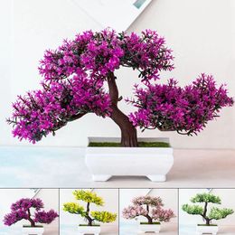 Flores decorativas Guirnaldas Plantas artificiales Bonsai Pequeño árbol Maceta Planta falsa Adornos en maceta para el festival en casa Accesorios de decoración de boda 231207