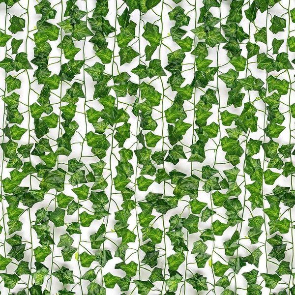 Fleurs décoratives Couronnes Plantes Artificielles Greeny Chaîne Tenture Murale Feuilles De Simulation Pour La Maison Chambre Jardin De Mariage Guirlande À L'extérieur Déco