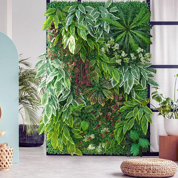 Guirlandes de fleurs décoratives Plantes artificielles Herbe Panneau mural Haie de buis 16 x 24 po Faux eucalyptus Verdure Toile de fond Convient pour le jardin intérieur extérieur 230510