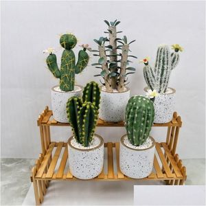 Decoratieve Bloemen Kransen Kunstmatige Plastic Cactus Succent Cactusvijg Potplant Milieuvriendelijke Thuiskantoor Desktop Met Pot D Dhctl