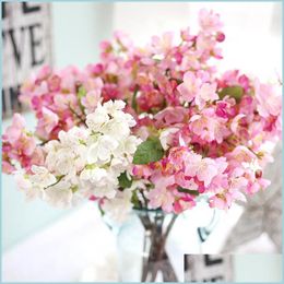 Decoratieve bloemen kransen kunstmatige pruimenbloesem zijde kersen feest huis nep tak drop levering tuin feestelijke benodigdheden dhg3h