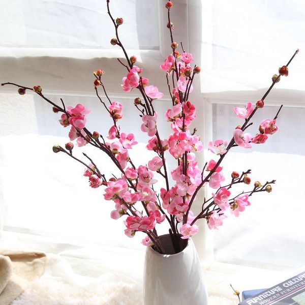 Fleurs décoratives couronnes fleur de prunier artificielle Floral fausse pêche bricolage soie mariage branche décor à la maison Bouquet fleur
