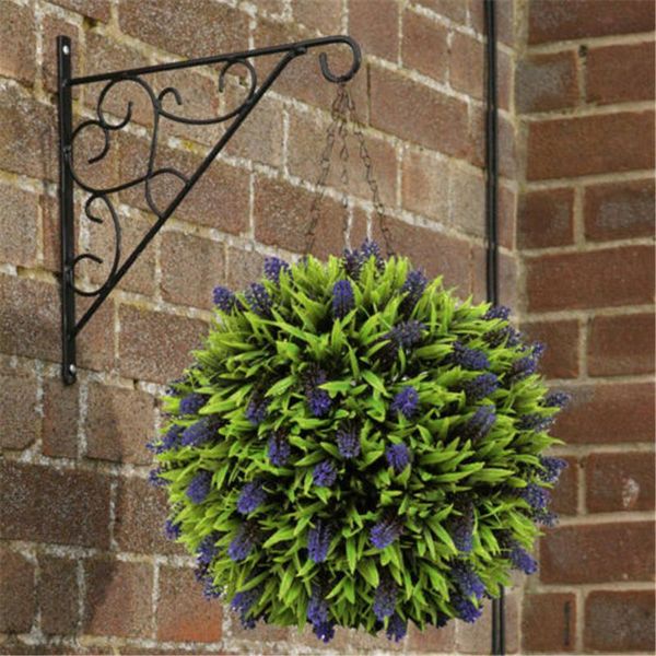 Fleurs d￩coratives couronnes artificiel pourpre simulation plante lavande suspendue topiary balle artische d￩cor mural fleur en plastique 30cm