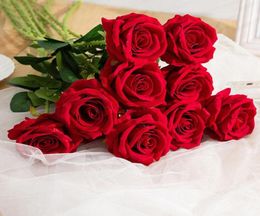 Ghirlande di fiori decorativi Artificiale Rosa rossa Soggiorno Decorazione della casa Accessori Ringraziamento Matrimonio Fai da te Bouquet Seta4885117