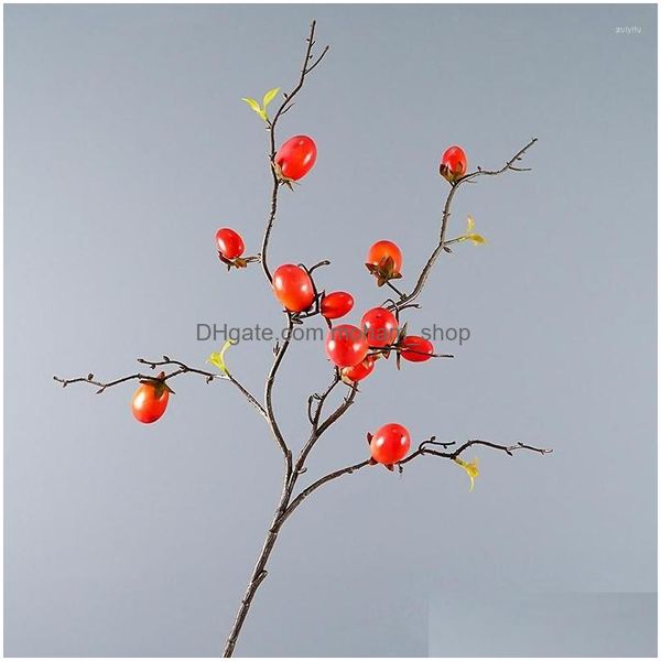 Couronnes de fleurs décoratives baies rouges artificielles décoration intérieure petites branches de tomates porche accessoires de photographie plantes goutte livrer Dhfnq