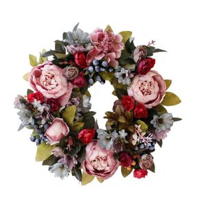 Decoratieve Bloemen Kransen Kunstmatige Retro Pioenbloem Krans 35 CM Kandelaar Kerst Halloween Bruiloft Home Decor 231205