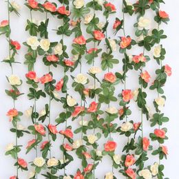 Couronnes de fleurs décoratives artificielles Rose fleur canne automne petite pivoine chaîne soie fausse couronne mariage maison El jardin décorationDecora