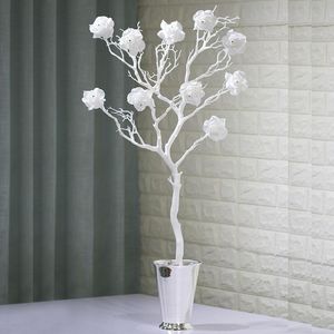 Guirnaldas de flores decorativas, pasta de rosas artificiales, diamantes, rama de árbol seca de Coral blanco para fiesta de bodas, accesorios para centros comerciales decorativos