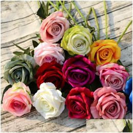 Couronnes De Fleurs Décoratives Bouquet De Roses Artificielles Rose Pour Le Mariage Décoration De La Maison De Noël Blanc Rose Bleu Fleur Dbc Vt0963 D Dh60K