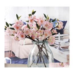 Decoratieve bloemen kransen kunstmatige zijden sakura bloem kersen bloesems tak voor lente huis bruiloft feest decor nep flores ar dht8n