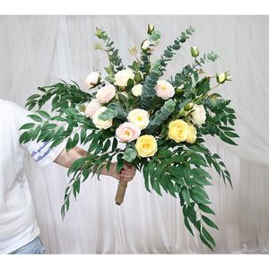 Couronnes De Fleurs Décoratives Soie Artificielle Faux Mariage Mariée Tenant Bouquet Pographie Props Cérémonie De Fête Grand Bouquet De Roses De Mariée Bo