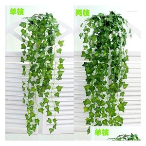 Couronnes de fleurs décoratives en soie artificielle suspendue Scindapsus Y feuillage guirlande plantes maison et décorations de jardin fournisseur haute goutte Dhd7Q