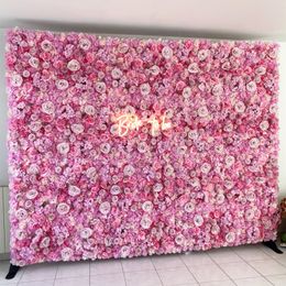 Decoratieve bloemen kransen kunstmatige muurbloem achtergrond 24x16 inch 3d zijde roos bloemenpaneel voor po achtergrond huis feest bruiloft achtergrond decoratie 230313