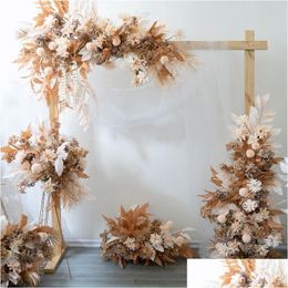 Decoratieve bloemen kransen kunstmatige bruiloft bogen bloem champagne bloemen rij weg lood ball party torium mariage achtergrond muur d dhveo