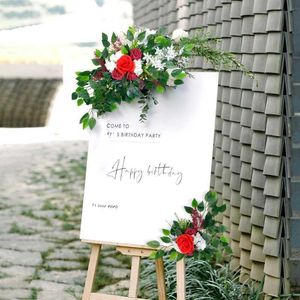 Fleurs décoratives couronnes arcs arc arc arcs de mariage kit boho rose poussiére blanche eucalyptus guirlande rideaux pour décorations de mariage signe de bienvenue