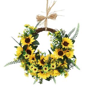 Decoratieve bloemen kransen kunstmatige krans voor partij woondecoratie deur muur ornament 16in festival benodigdheden bladeren garland hangende advertentie