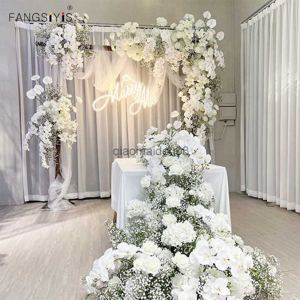 Fleurs décoratives Couronnes Bébé Souffle Artificielle Arche De Mariage Fond Arrangement De Fleurs Soie Rangée Partie Fenêtre Magasin Affichage HKD230818