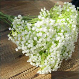 Fleurs décoratives Couronnes Babys Breath Artificielle 52Cm Longueur Faux Real Touch Gypsophile Pour Noël Diy Party Home Gar Dhuhm