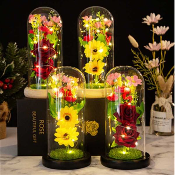 Coritas de flores decorativas Batería Hermosa Batería LED Cernera Cadena Cadena Lámpara Lámpara de escritorio Romántico Día de San Valentín Gi