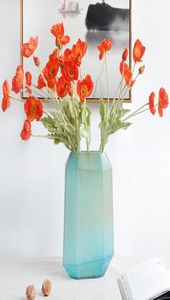 Fleurs décoratives couronnes belles couleurs vives 4 têtes en soie fausse coquelicots de simulation fleur artificielle pour la fête de mariage bricolage ho8722984