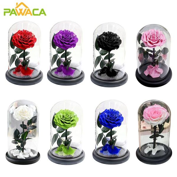 Flores decorativas Guirnaldas Rosa negra Lámpara de escritorio Botella de vidrio LED Cadena de luz para el día de San Valentín Regalo de cumpleaños Artesanía Arte Dormitorio Inicio Dec