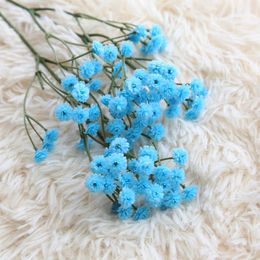 Decoratieve bloemenkransen Blauw Baby's Breath Kunstzijde Fake Diy Bloemenboeket Voor Bruiloft Woondecoratie Ornament Sztuczne Kwiaty