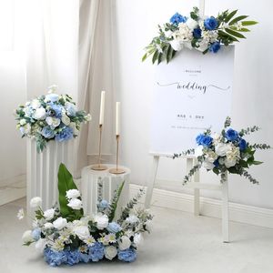 Decoratieve bloemenkransen Blauwe bruiloft bloemstuk evenement viering welkom gebied decoratie nep bloemen hangende weg leiden de bal 231205