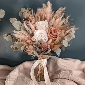 Decoratieve bloemen Kransen Boho Bruiloft Decoratie Gedroogde bloemen Bruidsmeisjesboeketten Bruidsboeketten voor bruid Bruidsdouche en Franse rustieke bruiloft 230808